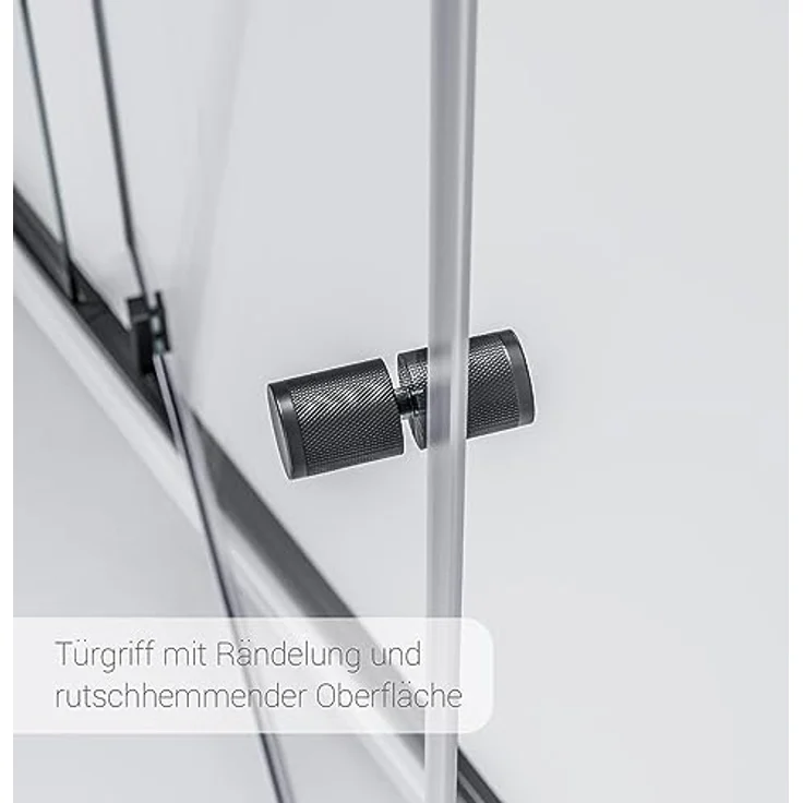 NEXTREND Nischendusche NT606 FLEX, Drehtür an Festfeld aus 6 mm Nano Klarglas, Breite: 1000 mm, Profilfarbe: Schwarz matt – Bild 4