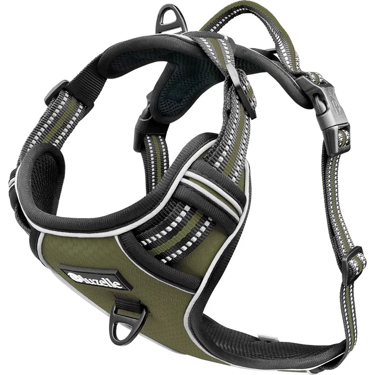 Bluzelle Hunde-Sicherheitsgeschirr Hundegeschirr mit Tasche M Anti-Zug Reflektierend Polyester Nylon EVA Schaumstoff Zugstopp Hundeweste Brustgeschirr mit Griff Atmungsaktiv Gepolstert