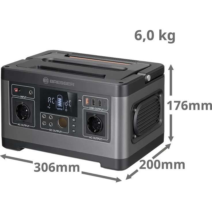 Bresser Mobile Powerstation 500 Watt Power Bank für Teleskope oder andere elektronische Geräte mit 3x USB A, 1x USB C, 4 x 12 Volt DC und 2x 230 Volt Anschluss – Bild 4