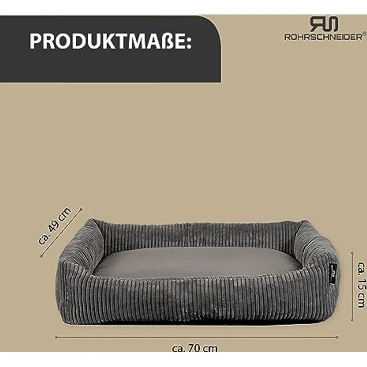 Rohrschneider Tierbett Katzenbett mit Kissen aus Cordstoff Katzensofa, inkl. Spielkugelset, langlebiger Cordstoff in Schwarz – Bild 3