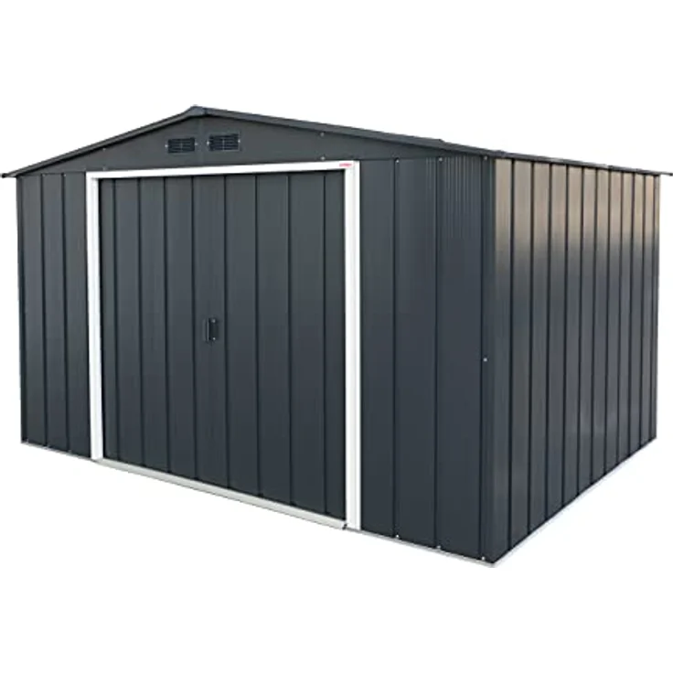 Duramax ECO 10 x 8 (7.28 m²) Metallgerätehaus, feuerverzinktes Metall gerätehaus - Geräteschuppen, verstärkte Dachkonstruktion, wartungsfreier und wetterfester Metallschuppen, Anthrazit – Bild 3