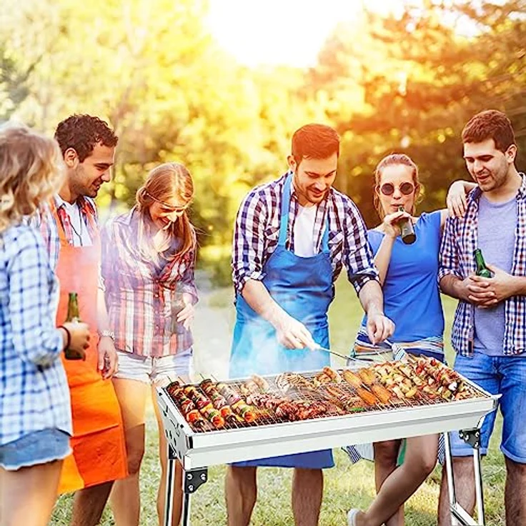 AGM Holzkohlegrill Camping Grill Holzkohle,Klappgrill Tragbarer Grill,Für Camping Garten Picknick Party, 73x 33x 71 cm, für 5-10 Personen – Bild 5