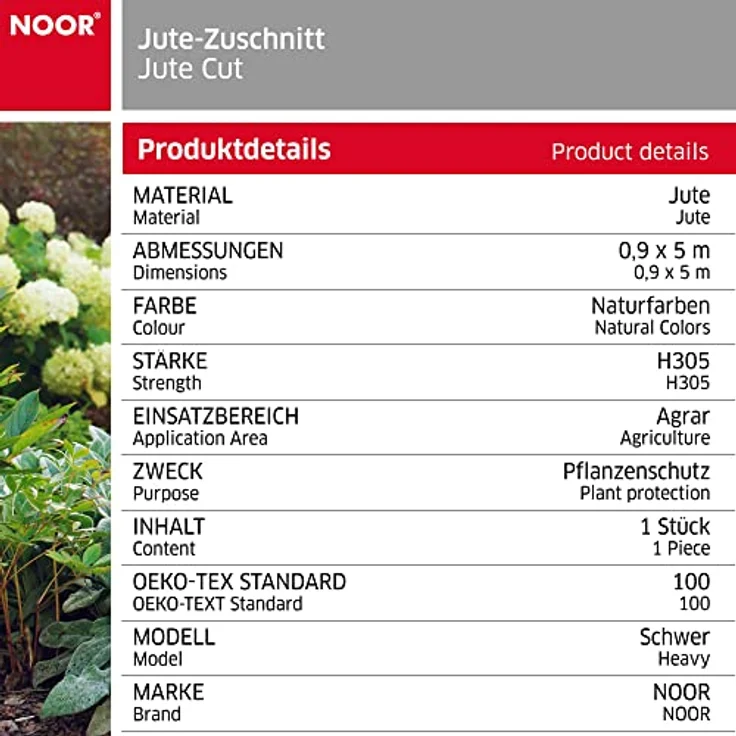 NOOR Jute-Zuschnitt Schwer 0,9 x 5 m I Premium Juterolle zum Adventskalender selber basteln, als Deko-Material oder als Frostschutz für Pflanzen I Jute-Winterschutz für Topf- und Kübelpflanzen I Natur – Bild 4