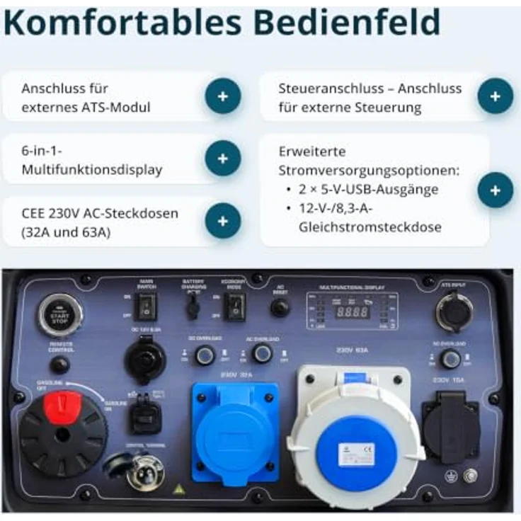 Könner & Söhnen Invertergenerator KS 9500iE S ATSR, 9,5 kW, leiser Betrieb, automatische Notstromversorgung, Fernsteuerung, 10 Std. Laufzeit – Bild 7