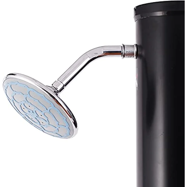 DMS Solardusche 35 Liter Solar Gartendusche Dusche warmes Wasser max. 60°C ohne Stromanschluss Pooldusche CampingRegenduschkopf und Wasserhahn Gartenschlauch-Anschluss SD-35 - Schwarz – Bild 6