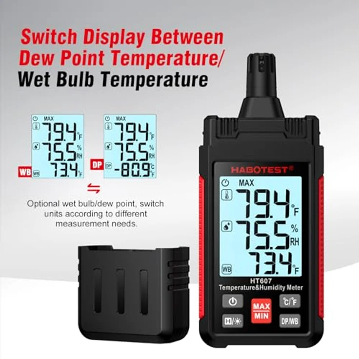 Habotest HT607, Multimeter für Temperatur- und Feuchtigkeitsmessung mit LCD-Display und Hintergrundbeleuchtung – Bild 5