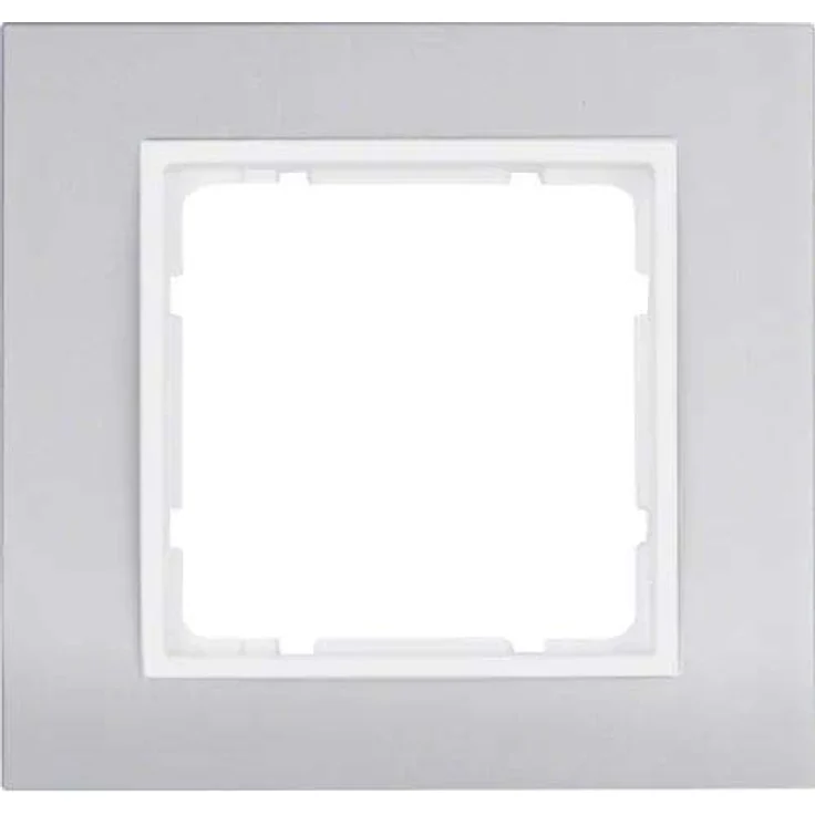 Berker B.3 Abdeckrahmen 10113904, 1-fach Aluminium in Alu/Polarweiß mit Klemm­be­fes­ti­gung – Bild 2
