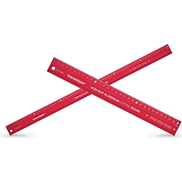 Schneide-Lineal 30 cm lang, aus Aluminium im knalligen Rot, rutschfest, robust, mit besonders gerader Schneidekante – Bild 2