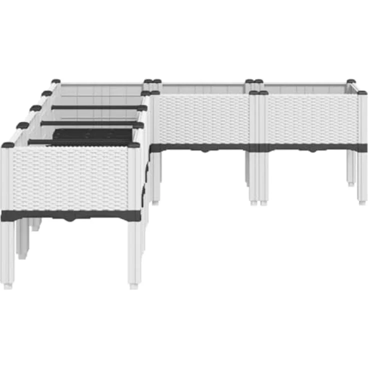 vidaXL Pflanzkasten mit Beinen Weiß 160x120x42 cm PP – Bild 4