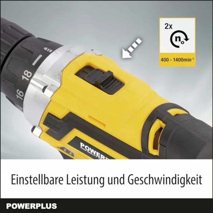 Powerplus POWX00501, 20V Akku Schrauber & Bohrer mit 35 Nm Drehmoment, 19 Drehmomentstufen, LED-Leuchte und 3 Akkus im Koffer – Bild 6