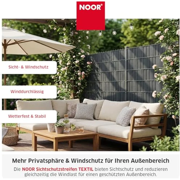 Noor Zaunblende Textil, Grau, 0,19 x 70 m – Bild 4