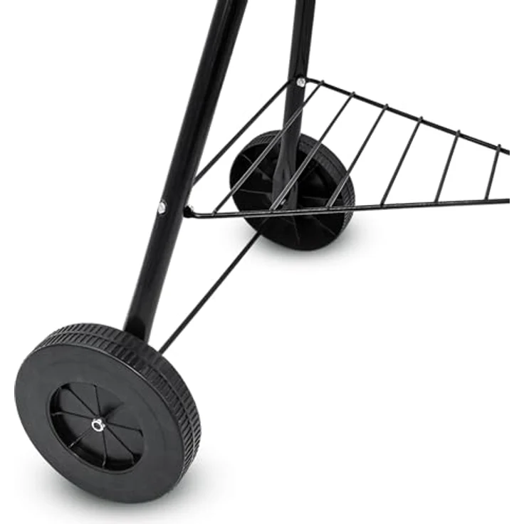 Spetebo BBQ Grillwagen, mobiler Holzkohle Standgrill mit verstellbarem Edelstahl-Rost, 68 x 42 cm, schwarz/silber, mit Rädern und Windschutz für Camping und Garten – Bild 5