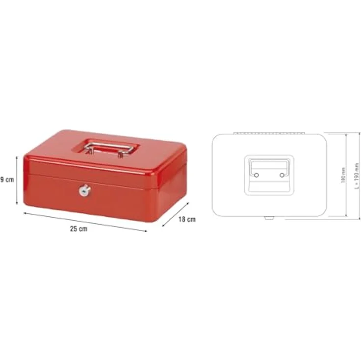 Maul Geldkassette 3, Rot, Herausnehmbarer Hartgeldeinsatz, 250 x 90 x 191 mm, 5611325, 1 Stück – Bild 3