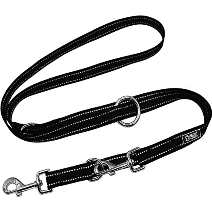 DDOXX Reflektierende Nylon Hundeleine - 2M, 3Fach Verstellbar - M (Schwarz) – Bild 1
