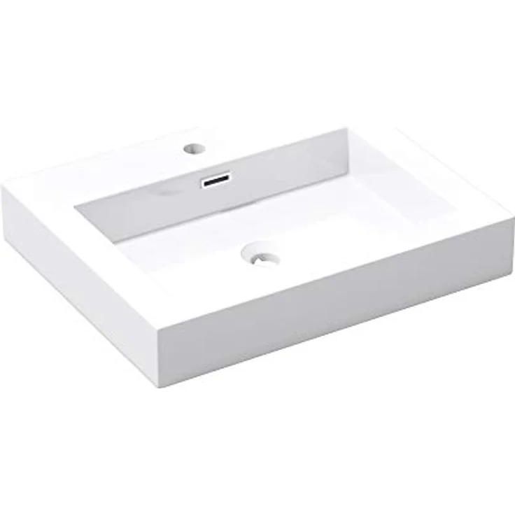 doporro 60x48x10cm Aufsatzwaschbecken Weiß Colossum18 mineralguss Gussmarmor Waschbecken Waschtisch – Bild 1