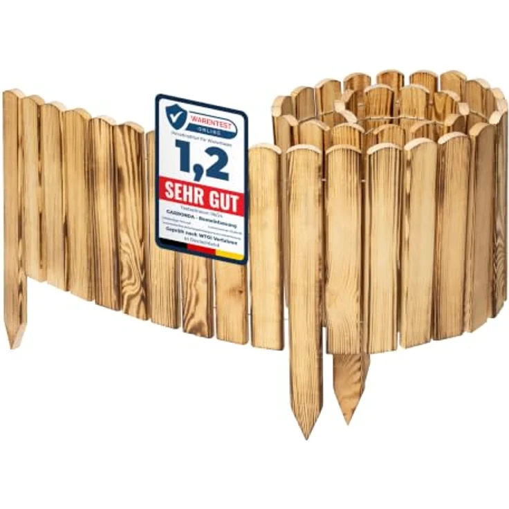 Garronda 200x30 cm Rasenkante Beeteinfassung aus gebranntem Kiefernholz, flexible Montage für Garten und Beete – Bild 1