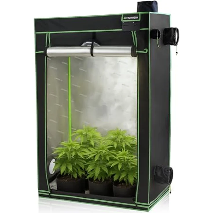 HIGHWERK Growzelt 60 x 120 x 180 cm, indoor Growschrank mit 99,9% Lichtundurchlässigkeit, schwarz-grün, wasserfester Bodeneinsatz, einfache Montage – Bild 4