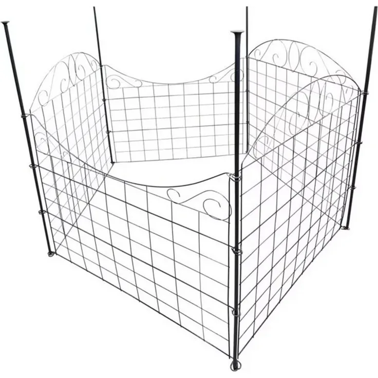 Happy Home Gartenzaun Set, 11-teilig aus pulverbeschichtetem Metall, Wellen Design, anthrazit, vielseitig einsetzbar als Kinderschutz- oder Campingzaun