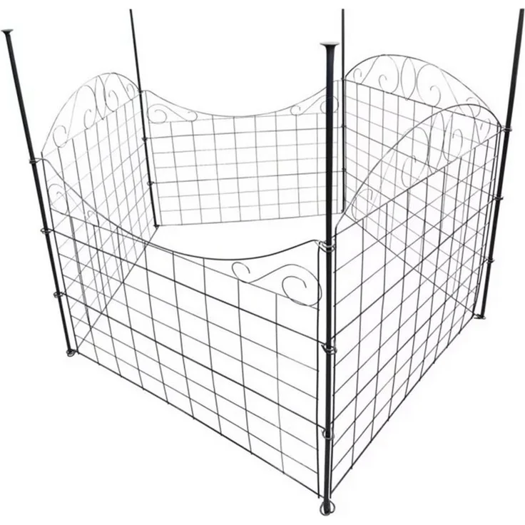 Happy Home Gartenzaun Set, 11-teilig aus pulverbeschichtetem Metall, Wellen Design, anthrazit, vielseitig einsetzbar als Kinderschutz- oder Campingzaun