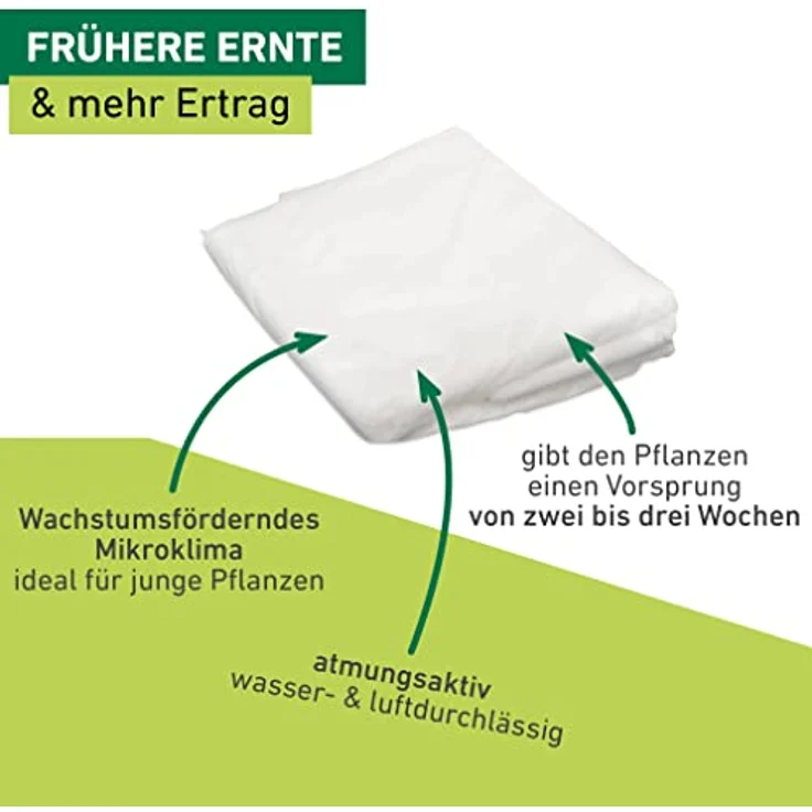 Windhager Garten-Vlies Aktion, Gartenvlies Gartenfolie Abdeckvlies Frostschutz, wachstumsförderndes Mikroklima, Weiß, 10 x 1,5 m, 06257 – Bild 5