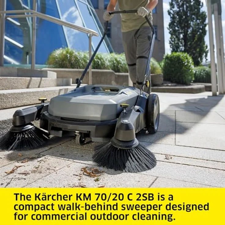 Kärcher Professional KM 70/20 C 2SB, Handkehrmaschine mit zwei Seitenbesen, stufenlos einstellbarer Kehrwalze und ergonomischem Schubbügel – Bild 4