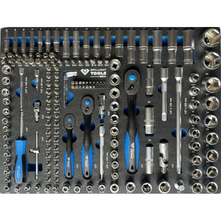 BRILLIANT TOOLS Werkstattwagen 7 Schubladen, bestückt mit 347 Profi-Werkzeugen, 470x770x975 mm – Bild 11