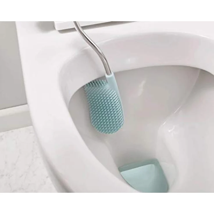 Joseph Joseph Flex Plus - Hygienische Silikon-Toilettenbürste mit Aufbewahrungsfach, flexibler, tropffreier, verstopfungsfreier Kopf - Weiß / Blau, groß – Bild 2