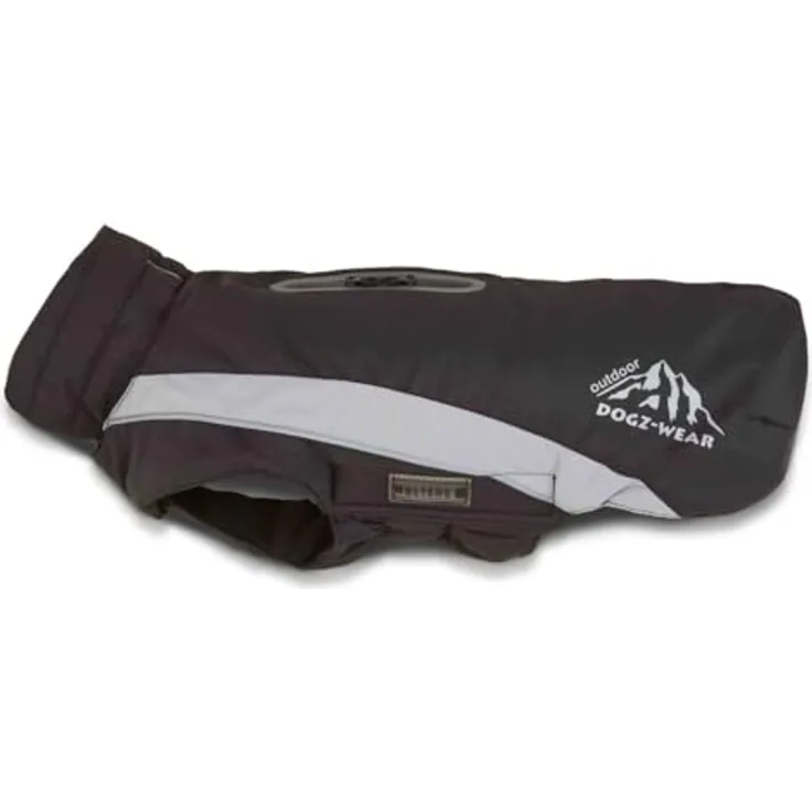 WOLTERS Skijacke Dogz Wear für Mops & Co., Größe:34 cm, Farbe:schwarz/grau, für Gurtträger, warm und gemütlich