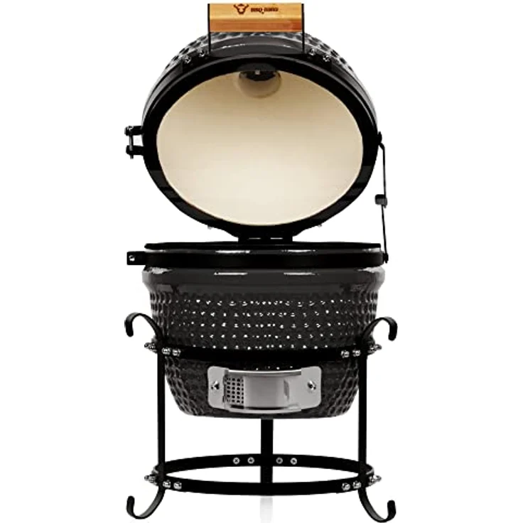 BBQ-Toro Kamado Grill | Holzkohlegrill Haiiro Ø 32 cm mit Thermometer, Holzgriff | Schwarz | Kamado Keramikgrill, Mini Holzkohlegrill, Mini Kamado Grill, Keramik Grill, Kamado BBQ, Ceramic Grill – Bild 4