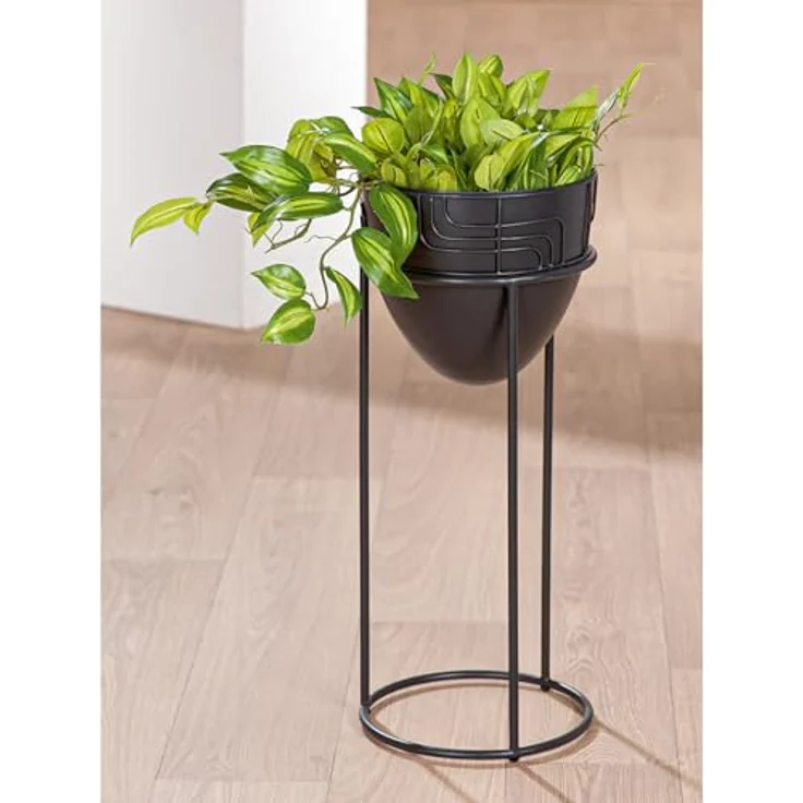 GILDE Übertopf Labyrinth, Metall matt schwarz, Höhe 57 cm x Ø 24 cm, ideal für Innen- und Außenbereich – Bild 2