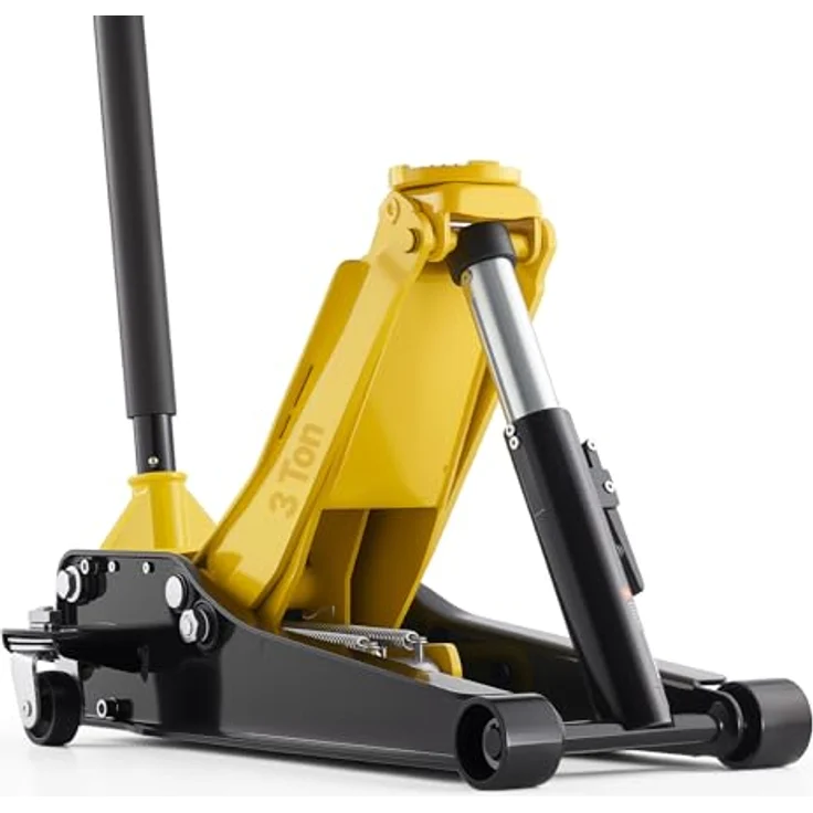 VEVOR Hydraulischer Rangierwagenheber 3T, Wagenheber mit 75-500 mm Hubhöhe, 95 mm Gummiauflage, Doppelzylinder und 360° Mobilität für PKW, SUV, Pickup, Werkstatt – Bild 1