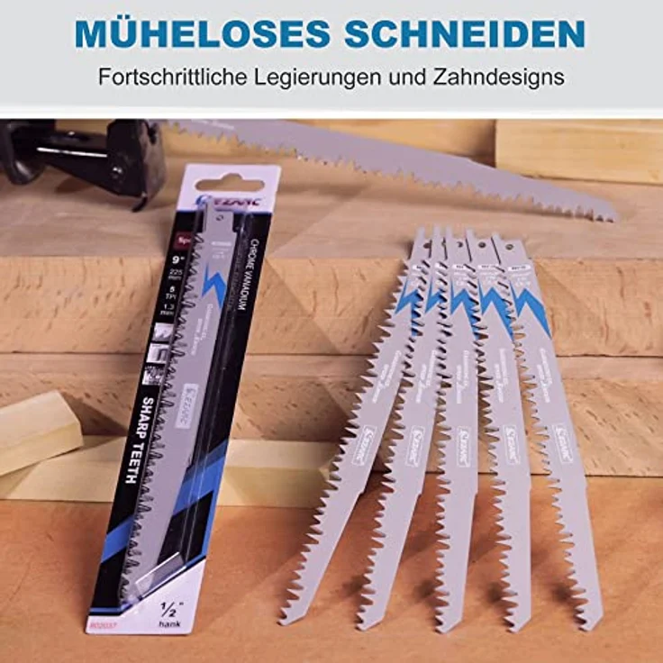 EZARC Säbelsägeblätter Set R931GS, 5tlg Holzschnitt, 225mm 5TPI, langlebig und robust für präzise schnelle Schnitte – Bild 5