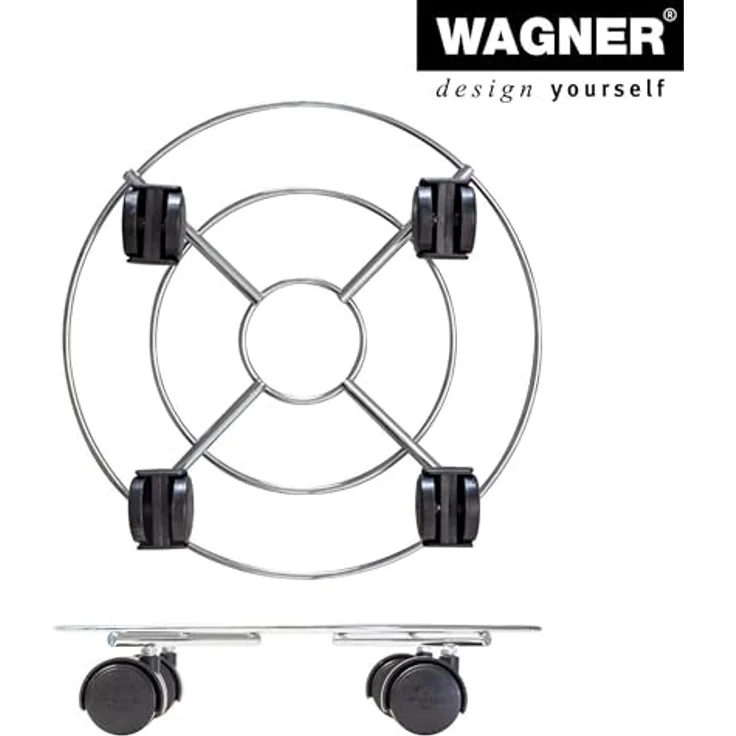WAGNER Pflanzenroller Chrome Ø 30 cm I Pflanzenroller für Innenbereich, Chrom I Blumenroller aus verchromten Stahl I Kübelroller Silber-glänzend I Tragkraft 60 kg ? 20092901 – Bild 6