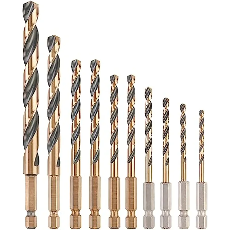 DEWALT DT20620-QZ HSS-G Metall-Spiralbohrer-Set, 10-teilig, korrosionsgeschützt, 3 mm bis 10 mm, Sechskantschaft ¼“