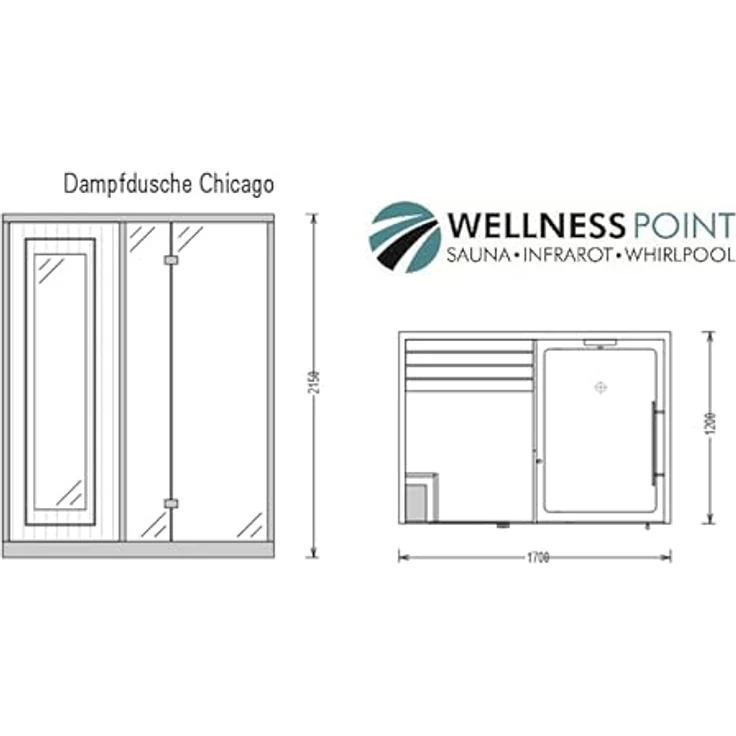PureHaven Dampfdusche finnische Sauna 170x120 cm, mit Aluminiumrahmen, Tropenbrause, Rückenakkupunktur und Fußmassage – Bild 3