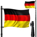 KESSER Teleskop Fahnenmast Aluminium 6,30m Bodenhülse 60cm inkl Deutschlandfahne Höhenverstellbar Flaggenmast Mast Deutschland Flagge Alu Schwarz