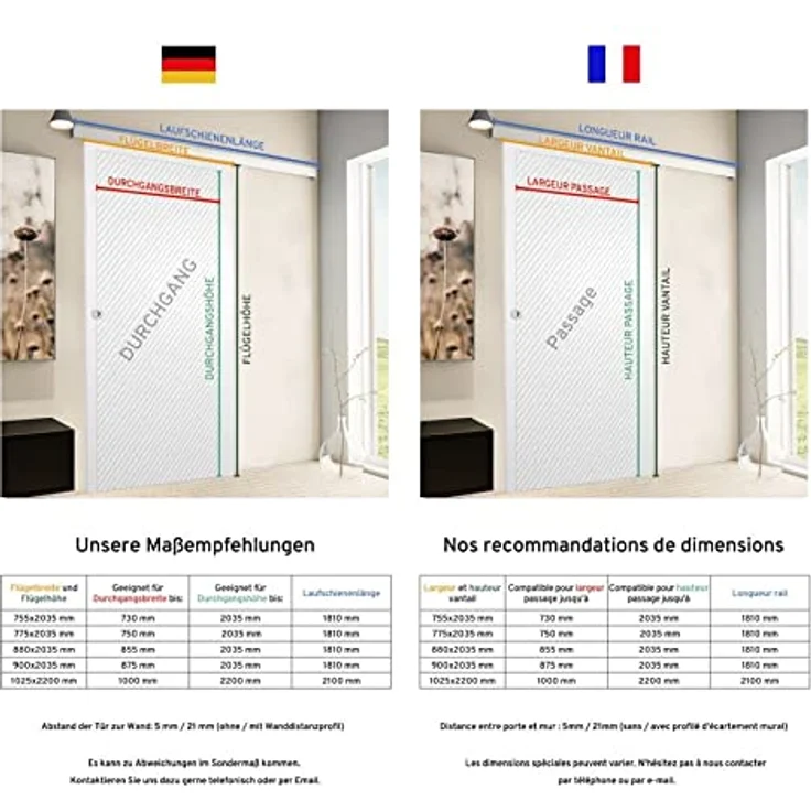 Schiebetür Holz weiß 755x2035 Zimmertür Holztür Tür Schiebetürsystem - Griffmuschel – Bild 3