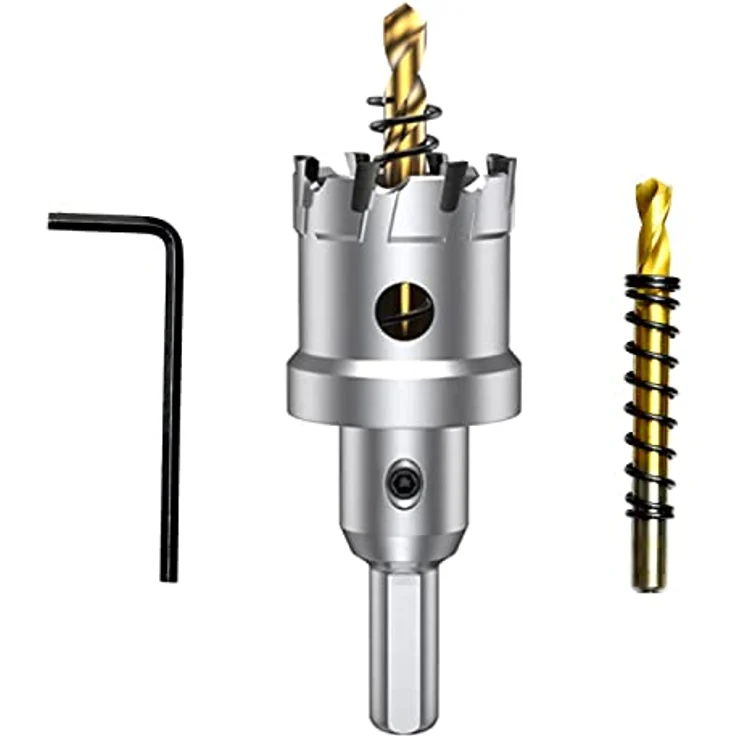 ASNOMY 32mm TCT-Lochsäge, Hartmetall-Bohrer für Edelstahl, Eisen, Holz und Kunststoff, präzise Schneidklinge, 10mm Schaftdurchmesser – Bild 1