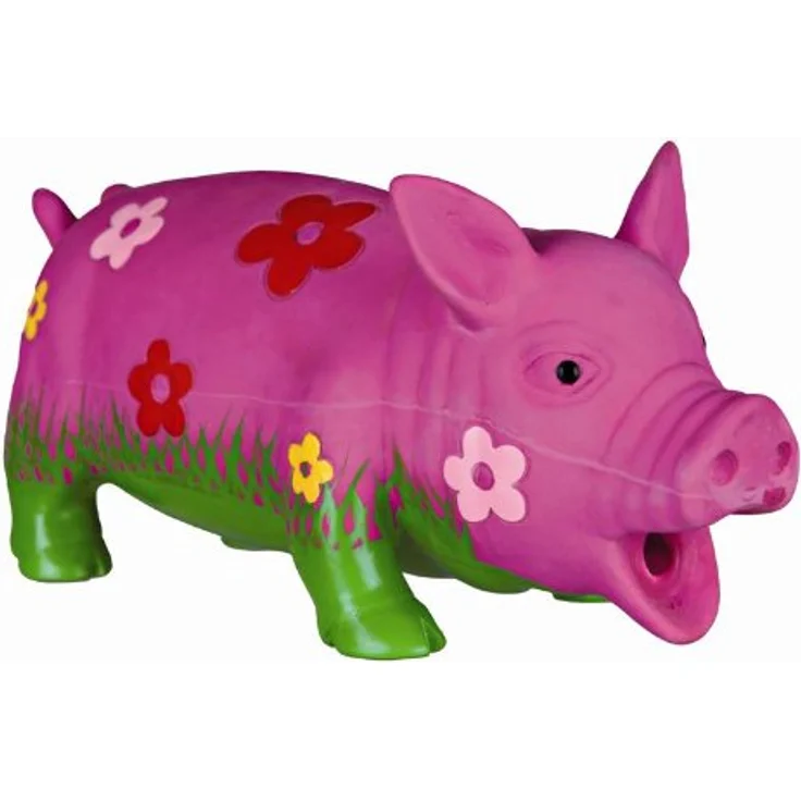 Trixie Schwein mit Blumen, Original-Tierstimme, Latex 20 cm – Bild 2