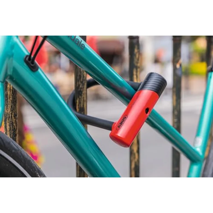 ABUS Bügelschloss Ultimate Mini 420K/150HB140 RD USH, 14 mm gehärteter Stahlbügel, rote Signalfarbe, inklusive Halterung für einfachen Transport – Bild 3