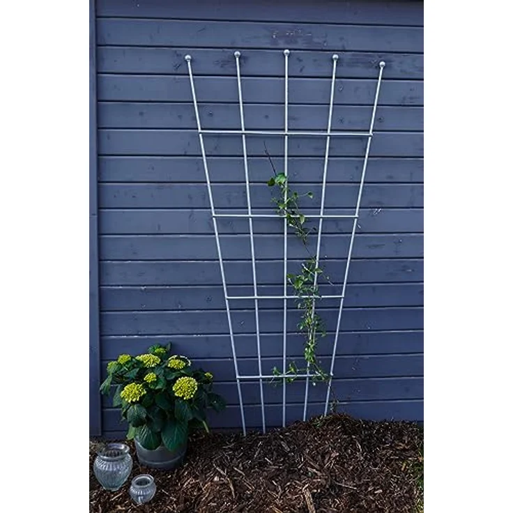 ELEO Rankgitter Brindisi groß verzinkt - fächerförmig 170x81 cm Rankhilfe für Rosen, Kletterpflanzen wetterfest feuerverzinkt - Spalier aus Metall massiv stabil - mit Wandhalterung für Hauswand - Rostbeständig, wetterfest - Gartendeko für draußen - Geschenkidee – Bild 2