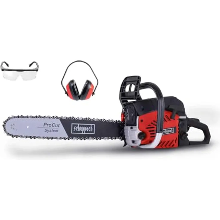 Scheppach CSP530s, Benzin-Kettensäge mit 53cc Hubraum und hoher Leistung