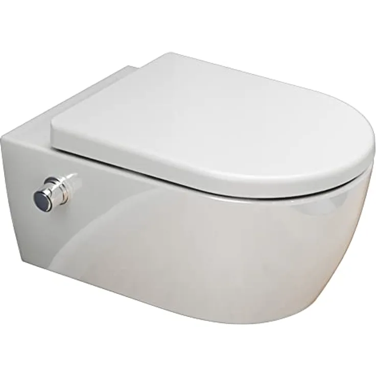 SSWW | Dusch-WC inkl. Softclose Toilettensitz, spülrandlose Taharet Toilette, Toilette mit Bidet-Funktion | 54,5 cm lang - Preisvergleich
