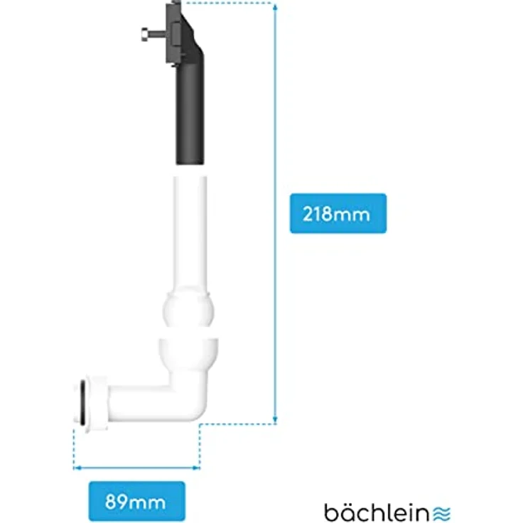 Bächlein Überlauf für die Küchenspüle mit senkrechtem Anschluss (Überlauf-Set - Spülenablauf), Komplettset zum Anschluss des Überlaufs mit individueller Höhe – Bild 2