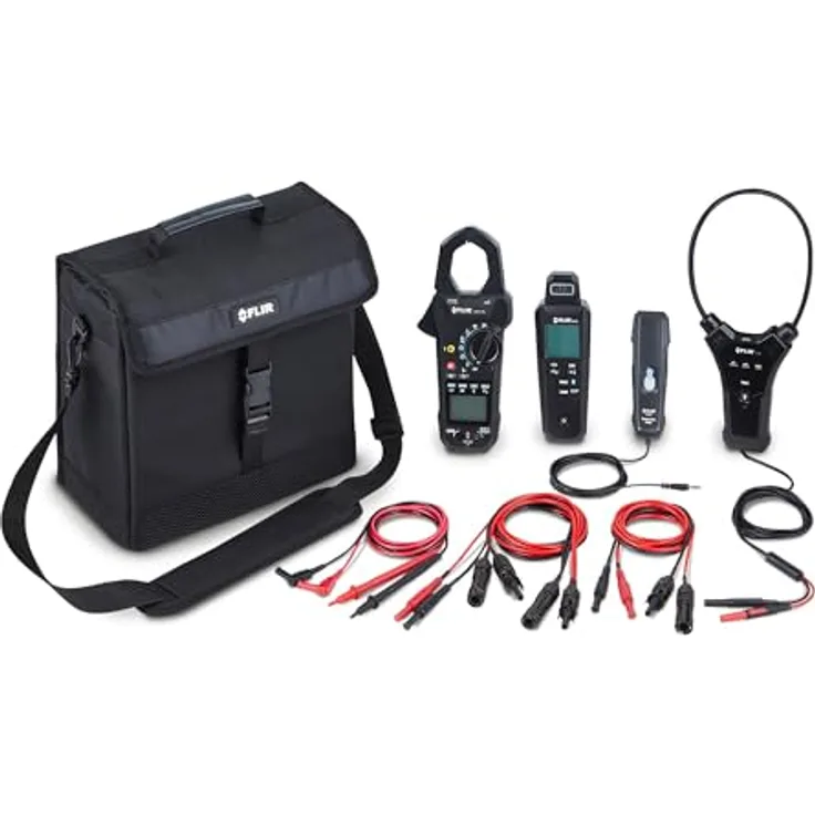 FLIR PV-KIT-1, Solar-Fehlerbehebungskit für Photovoltaiksysteme – inkl. Zangenmessgerät, IR-Thermometer, Bestrahlungs- und Temperaturmessgerät, Tragetasche
