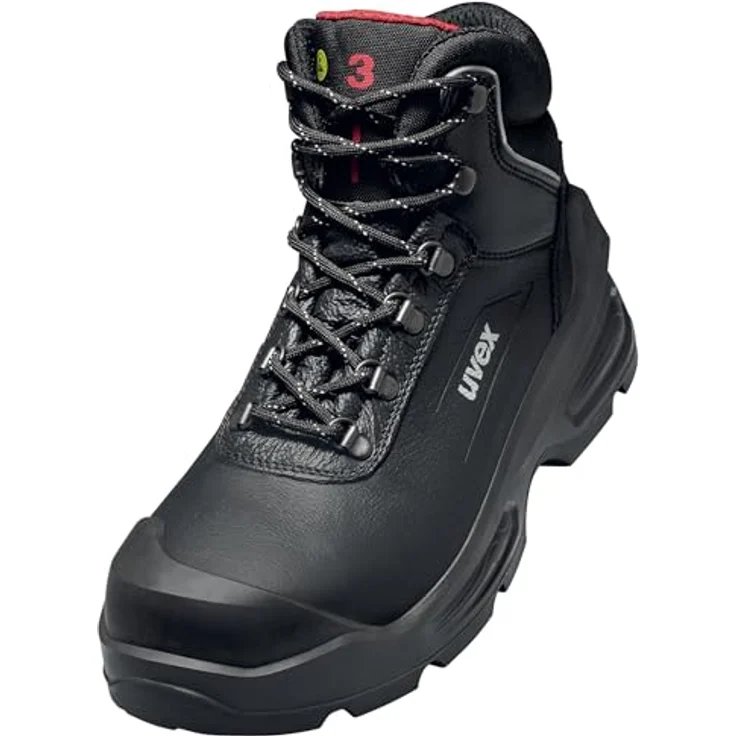 Uvex 3 quatro Sicherheitsschuh S3, schwarze Stiefel Größe 47 mit sportlich-dynamischem Design und robustem Schutz – Bild 1