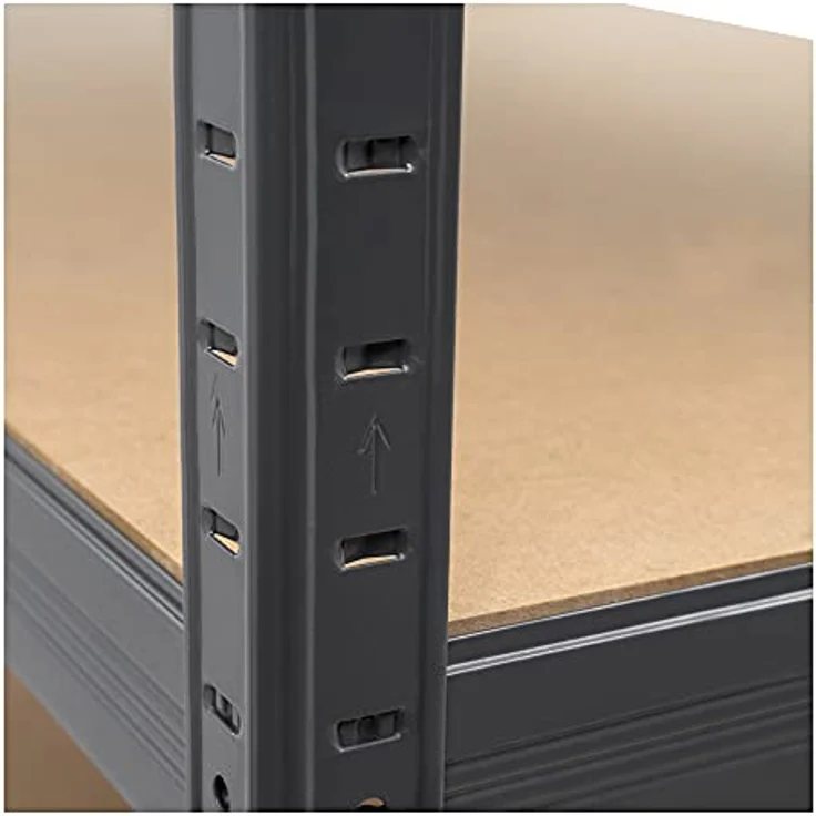 STIER Steck-Fachbodenregal, Fachlast 350kg, Feldlast 1750kg, HxBxT 1800x900x450 mm, stabiles Stahlgestell, 5 Böden, Lagerregale – Bild 3