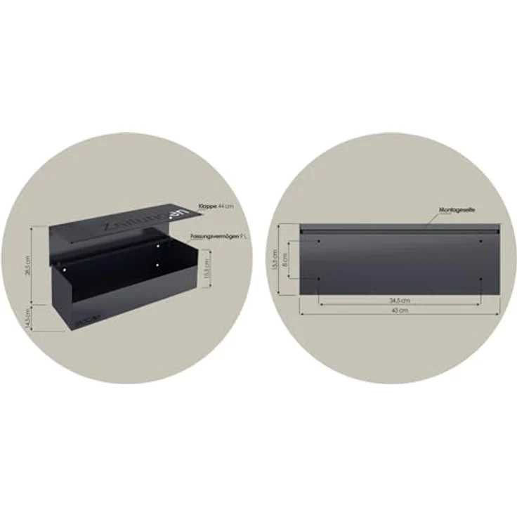 MOCAVI ZF 2b Zeitungsrolle anthrazitgrau, große Zeitungsrolle mit Beschriftung Zeitungen, modernes Design-Zeitungsfach, RAL 7016, grau, Zeitungs-box, Kasten eckig – Bild 5