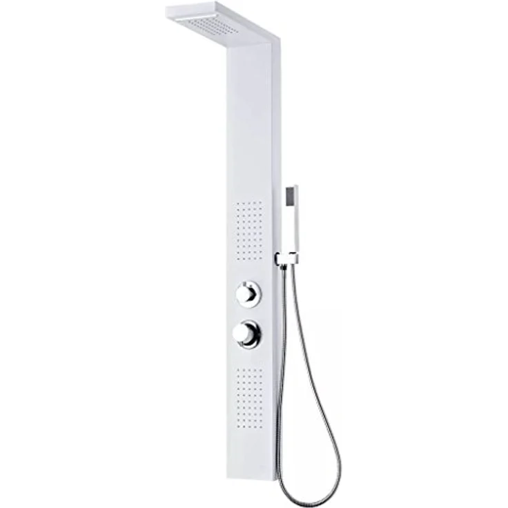 vidaXL Duschpaneel Aluminium Weiß Regendusche Duscharmatur Badarmatur Duschset – Bild 2