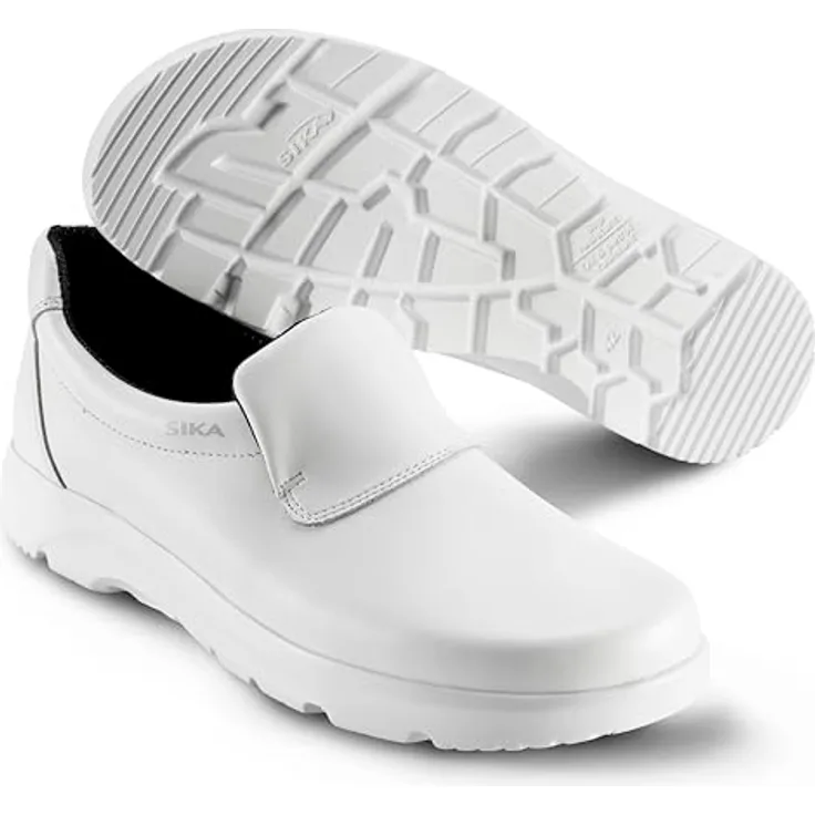 Sika Optimax Slipper, atmungsaktiver Arbeitsschuh aus Permair® Leder, wasserabweisend, rutschhemmend, weiß, Größe 38